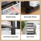 Carrello Contenitore a 4 Cassetti con Cassetti Satinati, Bianco/Nero, Unità Singola