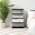 Carrello Contenitore a 4 Cassetti con Cassetti Satinati, Bianco/Nero, Unità Singola