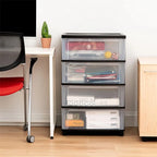 Carrello Contenitore a 4 Cassetti con Cassetti Satinati, Bianco/Nero, Unità Singola