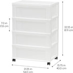 Carrello Contenitore a 4 Cassetti con Cassetti Satinati, Bianco/Nero, Unità Singola