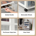 Carrello Contenitore a 4 Cassetti con Cassetti Satinati, Bianco/Nero, Unità Singola