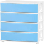 Carrello Contenitore a 4 Cassetti con Cassetti Satinati, Bianco/Nero, Unità Singola