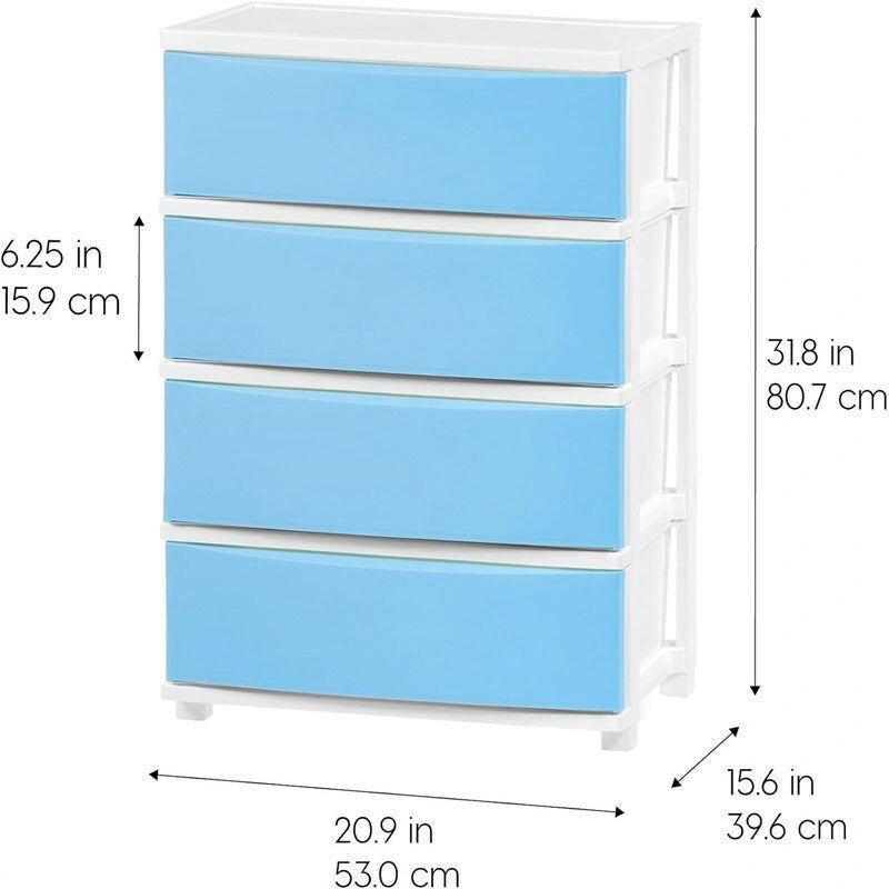 Carrello Contenitore a 4 Cassetti con Cassetti Satinati, Bianco/Nero, Unità Singola
