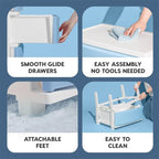 Carrello Contenitore a 4 Cassetti con Cassetti Satinati, Bianco/Nero, Unità Singola