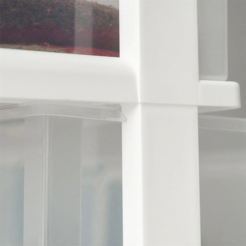Carrello Contenitore a 4 Cassetti con Cassetti Satinati, Bianco/Nero, Unità Singola