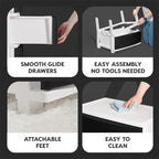 Carrello Contenitore a 4 Cassetti con Cassetti Satinati, Bianco/Nero, Unità Singola