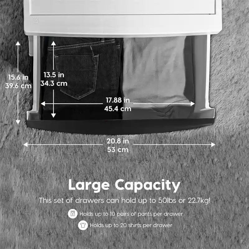 Carrello Contenitore a 4 Cassetti con Cassetti Satinati, Bianco/Nero, Unità Singola
