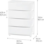 Carrello Contenitore a 4 Cassetti con Cassetti Satinati, Bianco/Nero, Unità Singola