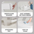 Carrello Contenitore a 4 Cassetti con Cassetti Satinati, Bianco/Nero, Unità Singola