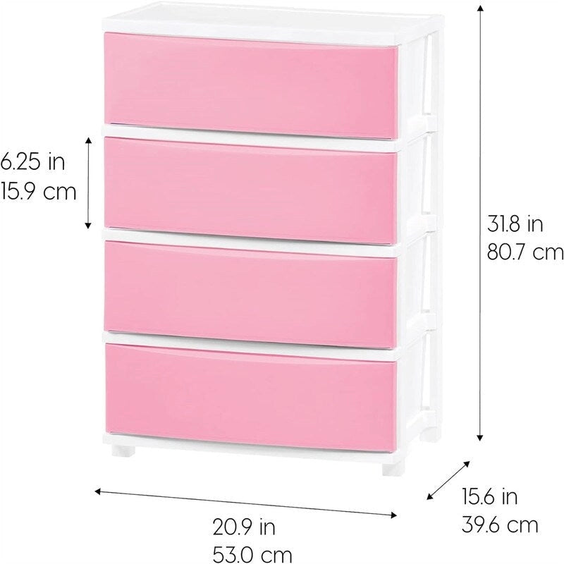 Carrello Contenitore a 4 Cassetti con Cassetti Satinati, Bianco/Nero, Unità Singola