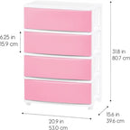 Carrello Contenitore a 4 Cassetti con Cassetti Satinati, Bianco/Nero, Unità Singola