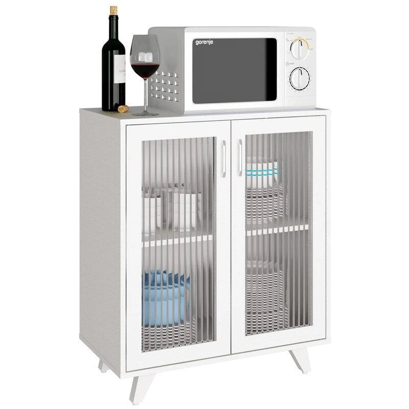 Credenza con ante bianca/nera in stile minimalista, unità singola