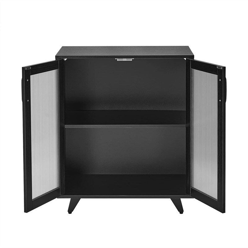 Credenza con ante bianca/nera in stile minimalista, unità singola