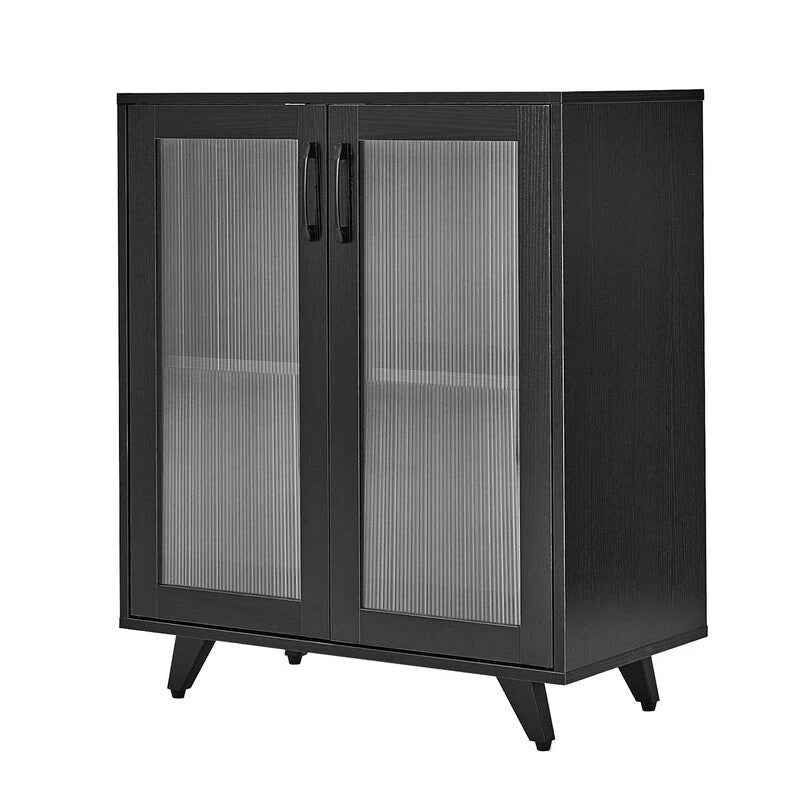 Credenza con ante bianca/nera in stile minimalista, unità singola