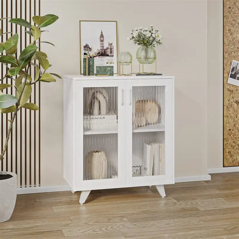 Credenza con ante bianca/nera in stile minimalista, unità singola