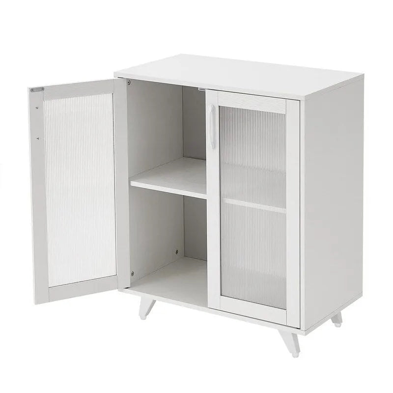 Credenza con ante bianca/nera in stile minimalista, unità singola