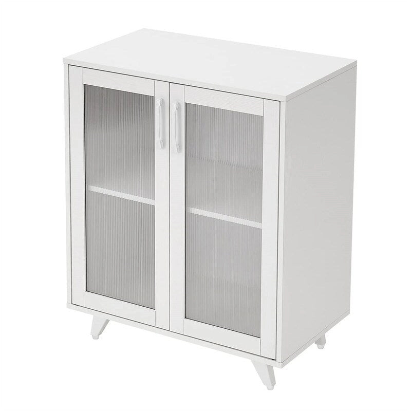 Credenza con ante bianca/nera in stile minimalista, unità singola