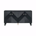 Credenza a 4 ante, colore nero/argento, motivo geometrico