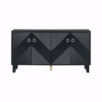 Credenza a 4 ante, colore nero/argento, motivo geometrico