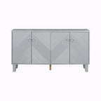 Credenza a 4 ante, colore nero/argento, motivo geometrico