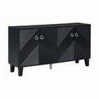 Credenza a 4 ante, colore nero/argento, motivo geometrico