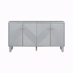 Credenza a 4 ante, colore nero/argento, motivo geometrico