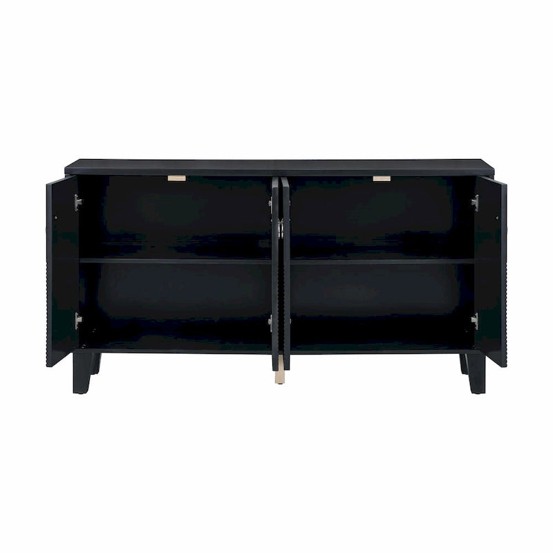 Credenza a 4 ante, colore nero/argento, motivo geometrico