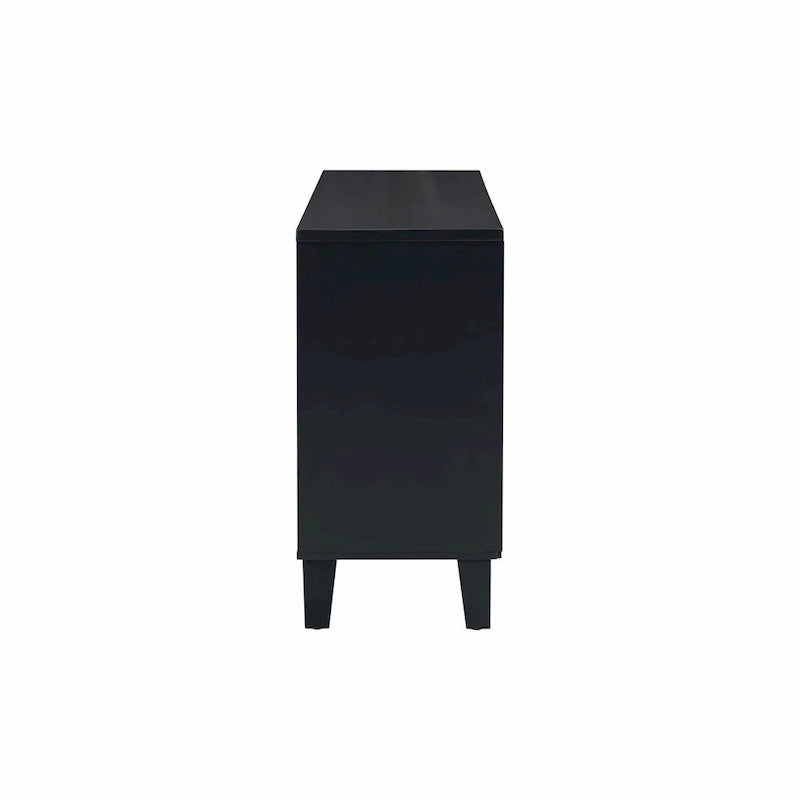 Credenza a 4 ante, colore nero/argento, motivo geometrico
