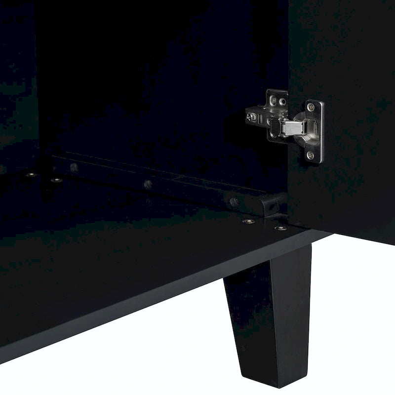 Credenza a 4 ante, colore nero/argento, motivo geometrico
