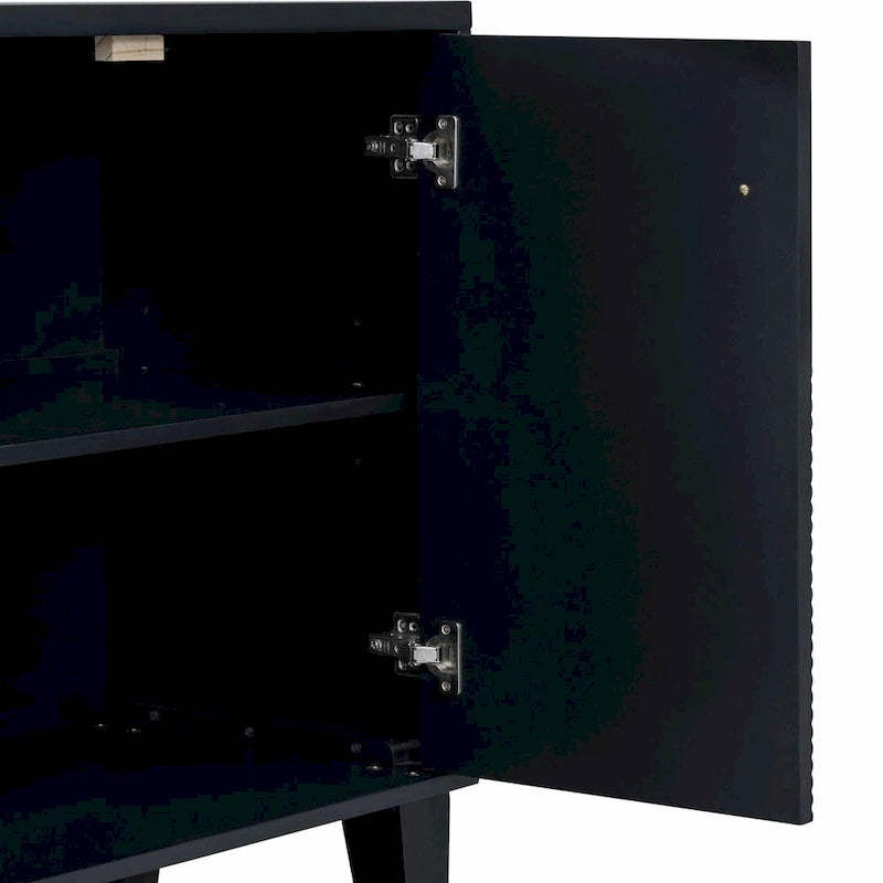 Credenza a 4 ante, colore nero/argento, motivo geometrico