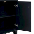 Credenza a 4 ante, colore nero/argento, motivo geometrico