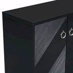 Credenza a 4 ante, colore nero/argento, motivo geometrico