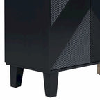Credenza a 4 ante, colore nero/argento, motivo geometrico