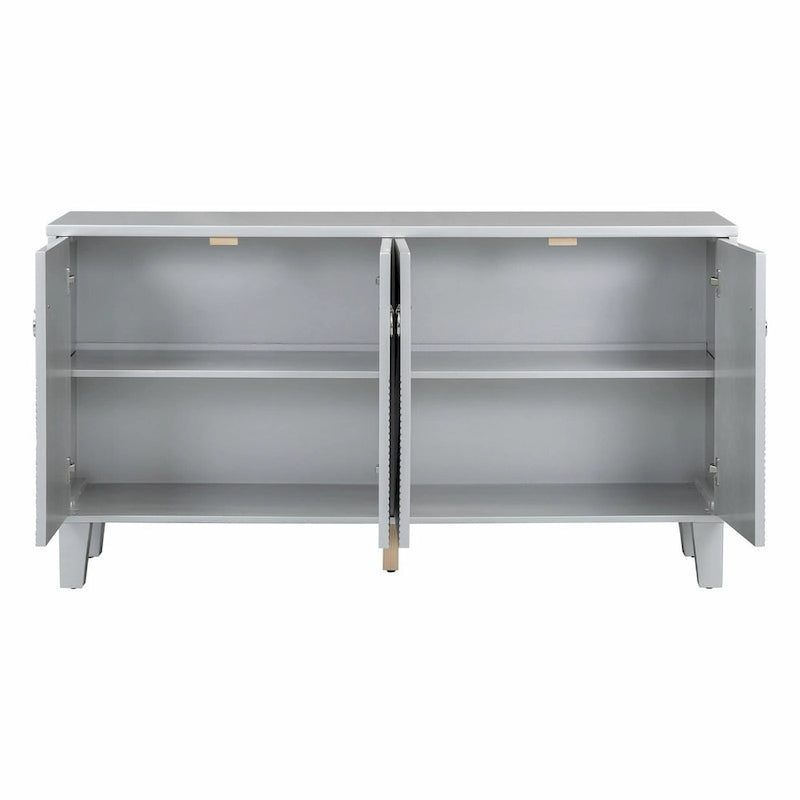 Credenza a 4 ante, colore nero/argento, motivo geometrico