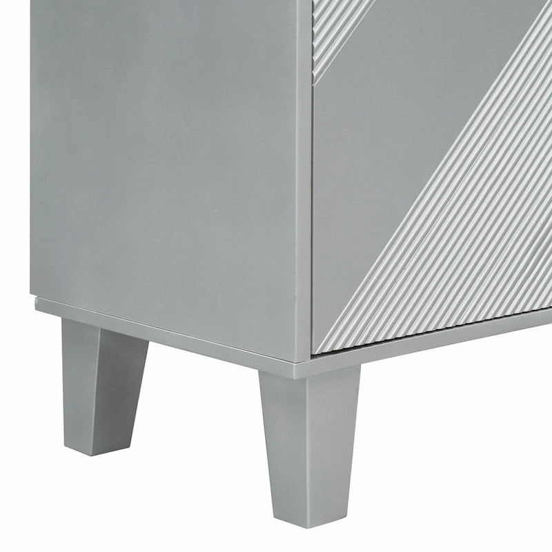 Credenza a 4 ante, colore nero/argento, motivo geometrico
