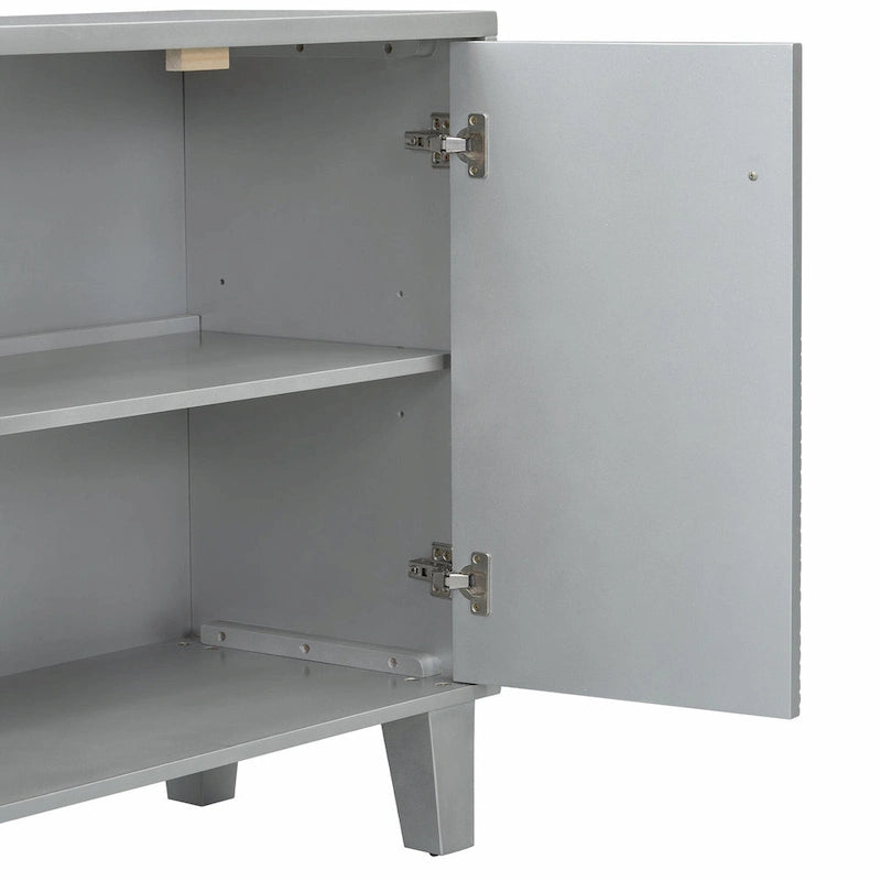 Credenza a 4 ante, colore nero/argento, motivo geometrico