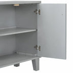 Credenza a 4 ante, colore nero/argento, motivo geometrico