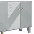 Credenza a 4 ante, colore nero/argento, motivo geometrico