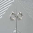 Credenza a 4 ante, colore nero/argento, motivo geometrico