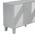Credenza a 4 ante, colore nero/argento, motivo geometrico
