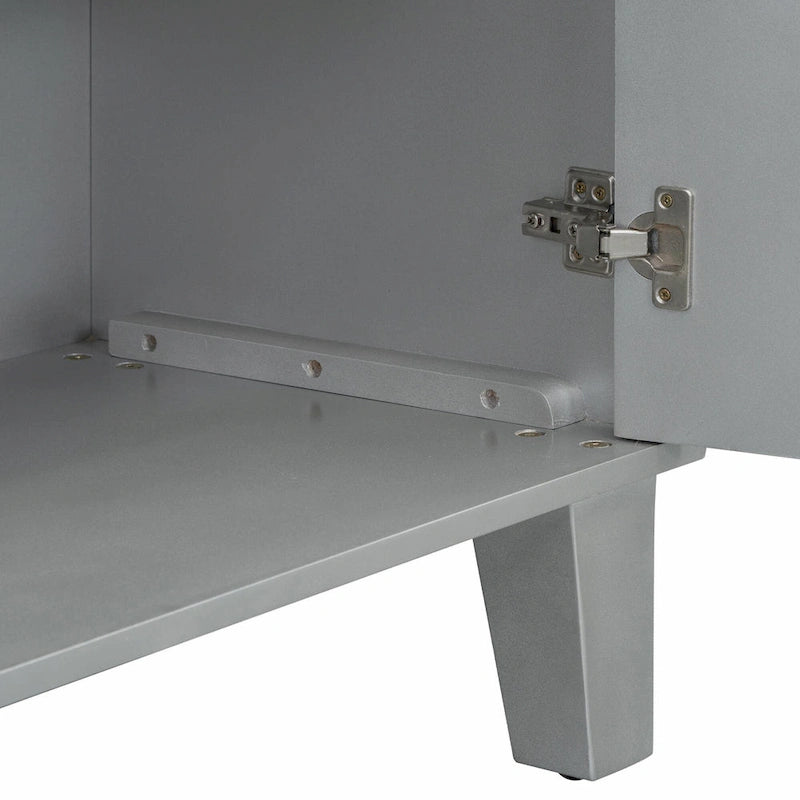 Credenza a 4 ante, colore nero/argento, motivo geometrico