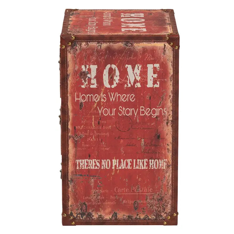 Baule contenitore rosso vintage in similpelle a 3 cassetti, singolo