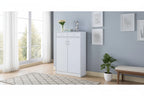 White Shoe Storage Cabinet with Fives Shelves, Two Drawers, Fits 15 Pairs of Shoes