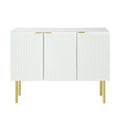 Credenza bianca/nera da 47" a 3 ante con gambe dorate e ripiani regolabili