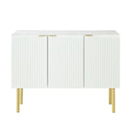 Credenza bianca/nera da 47" a 3 ante con gambe dorate e ripiani regolabili