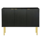 Credenza bianca/nera da 47" a 3 ante con gambe dorate e ripiani regolabili
