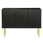 Credenza bianca/nera da 47" a 3 ante con gambe dorate e ripiani regolabili