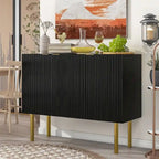 Credenza bianca/nera da 47" a 3 ante con gambe dorate e ripiani regolabili