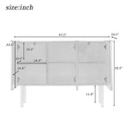 Credenza bianca/nera da 47" a 3 ante con gambe dorate e ripiani regolabili