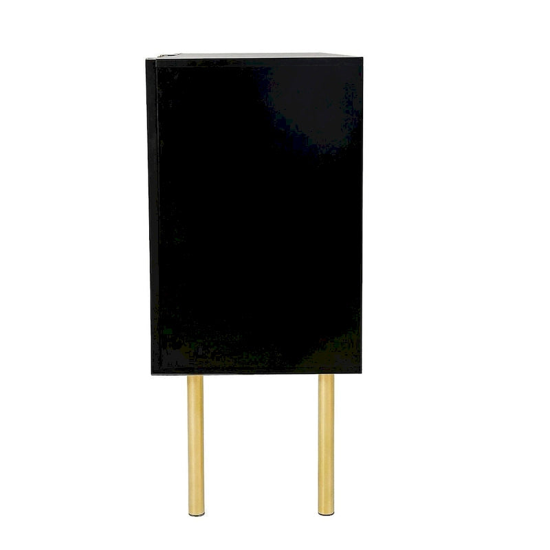 Credenza bianca/nera da 47" a 3 ante con gambe dorate e ripiani regolabili